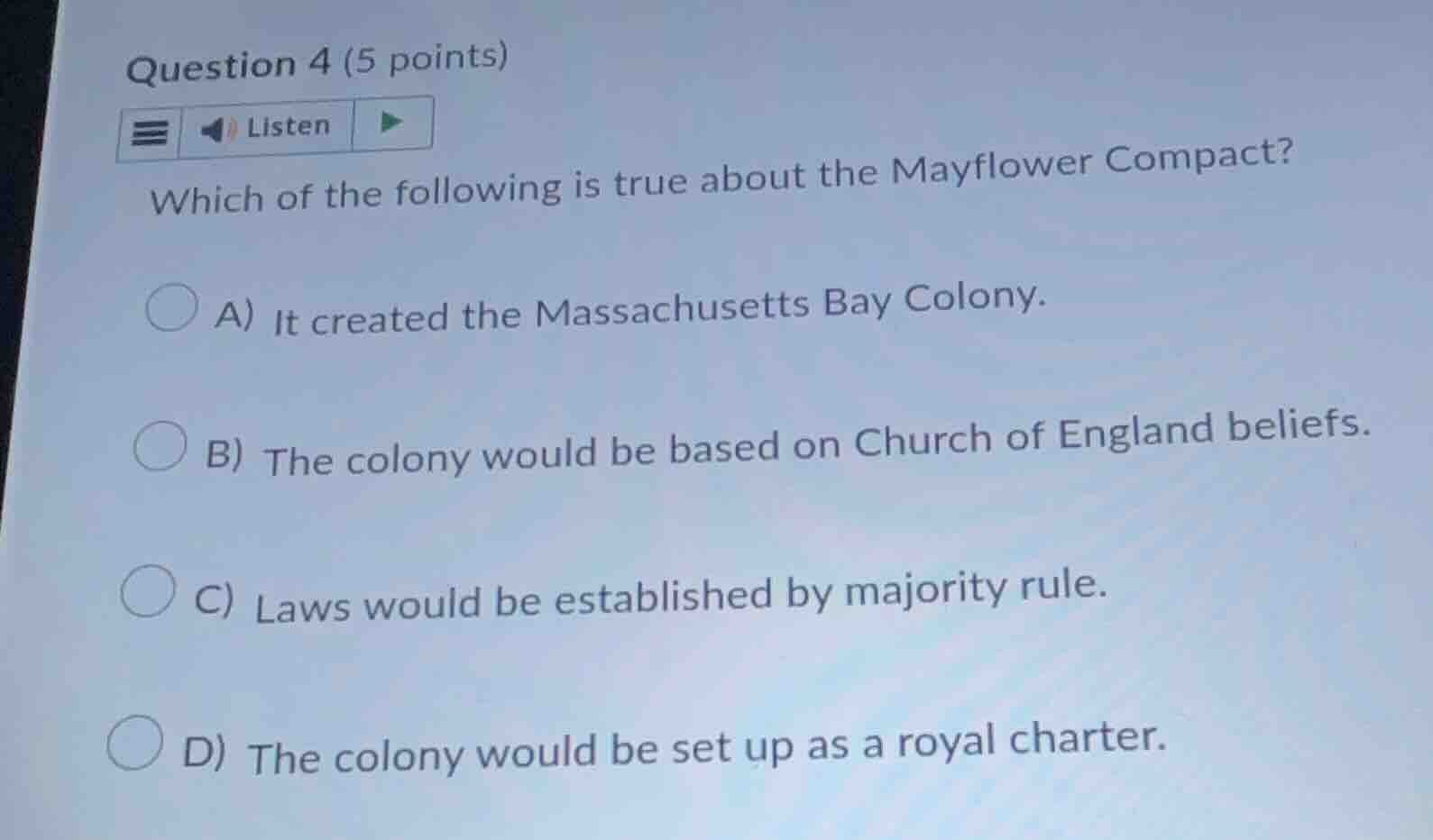question 4 (5 points) which of the following is true about the mayflowe…