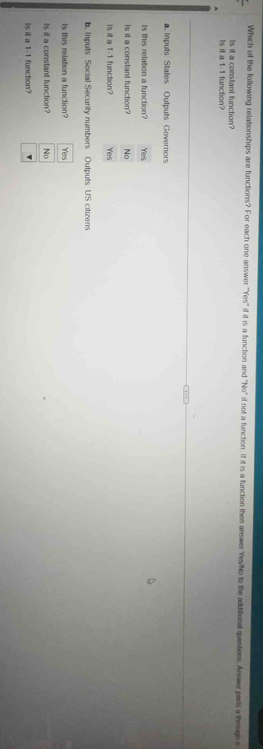 which of the following relationships are functions? for each one answer…