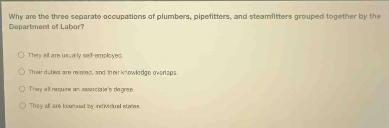why are the three separate occupations of plumbers, pipefitters, and st…