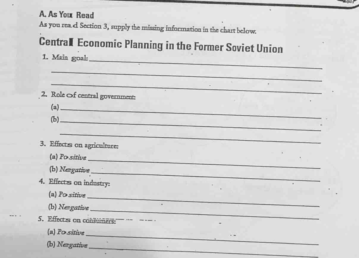 a. as you read as you read section 3, supply the missing information in…