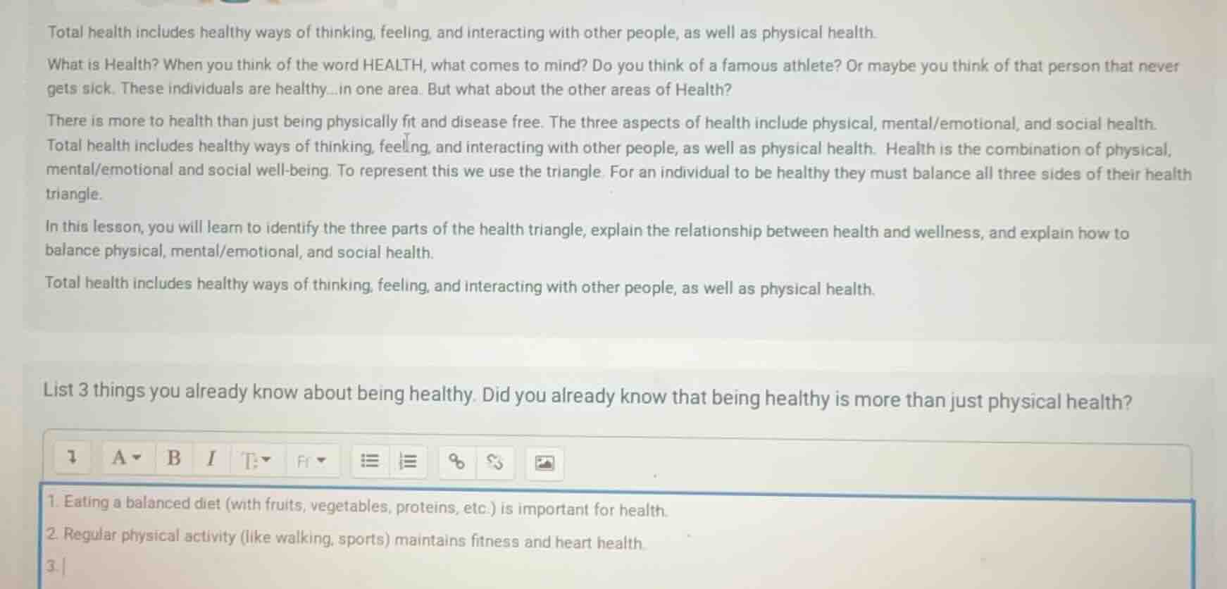 total health includes healthy ways of thinking, feeling, and interactin…