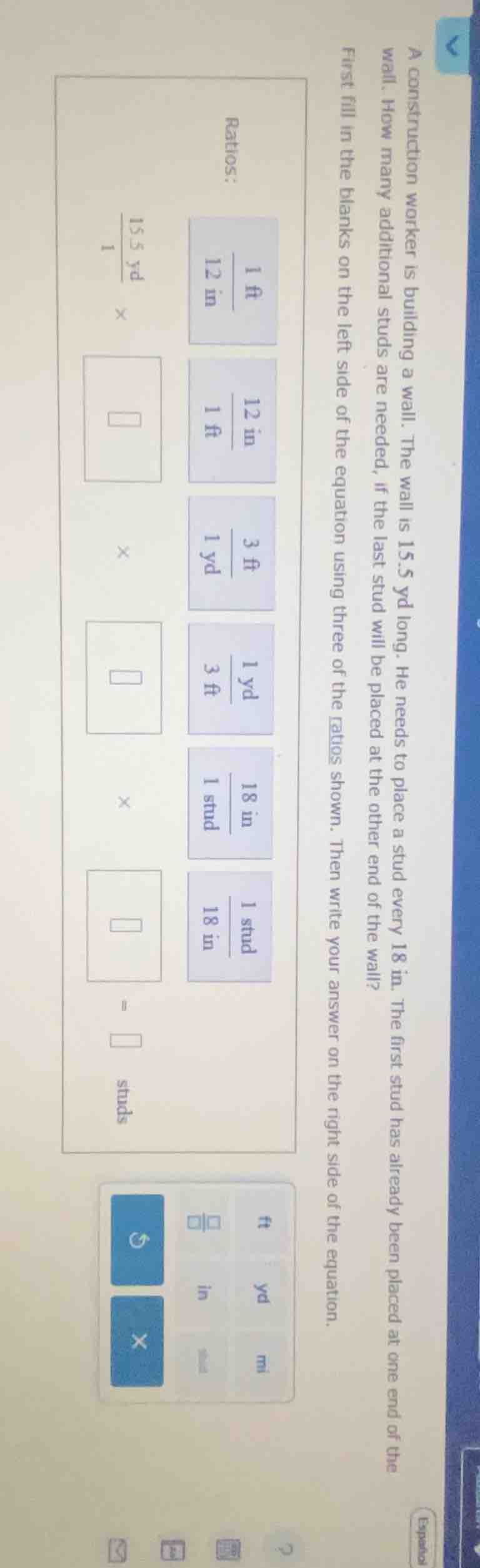 a construction worker is building a wall. the wall is 15.5 yd long. he …