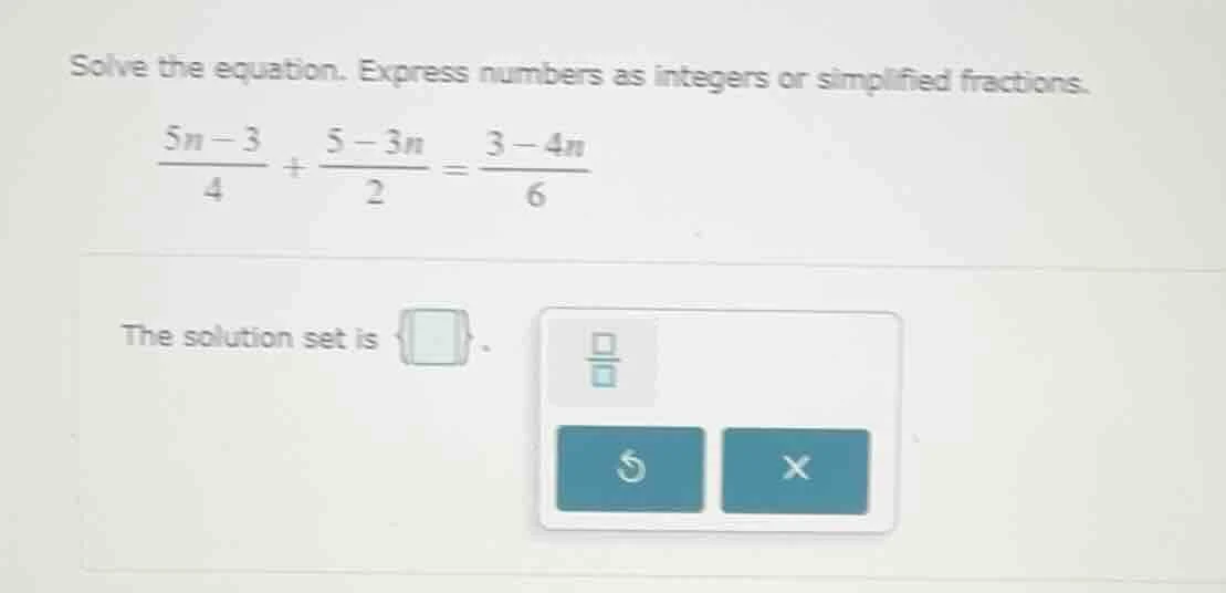 solve the equation. express numbers as integers or simplified fractions…