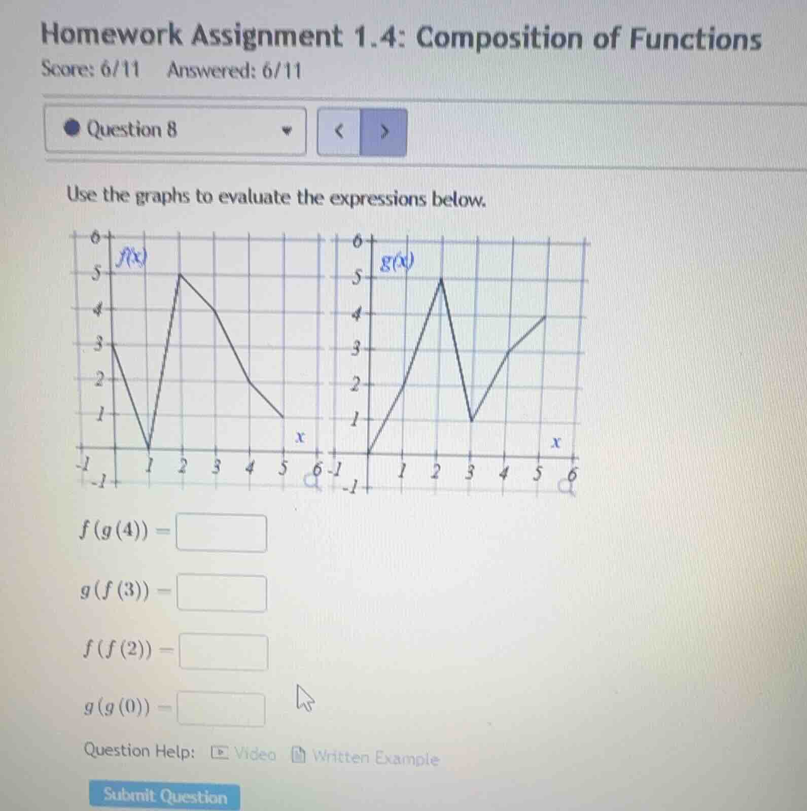 homework assignment 1.4: composition of functions score: 6/11 answered:…