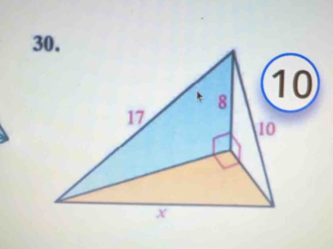 30. (image of a triangular pyramid - like figure with side lengths 17, …