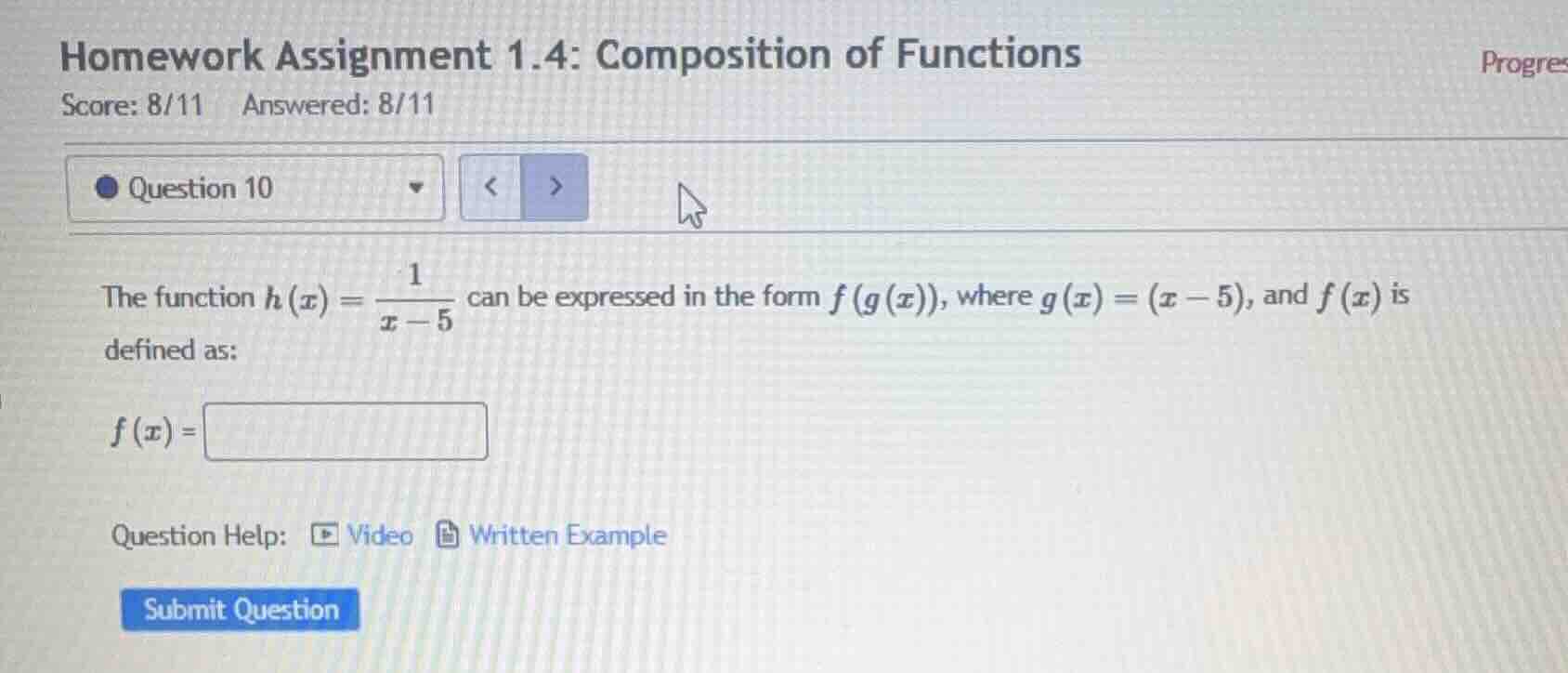 homework assignment 1.4: composition of functions score: 8/11 answered:…