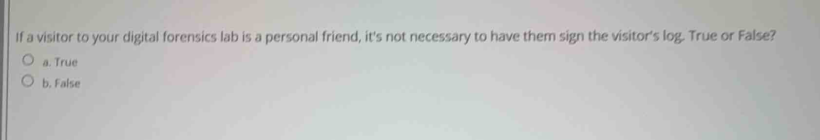 if a visitor to your digital forensics lab is a personal friend, its no…