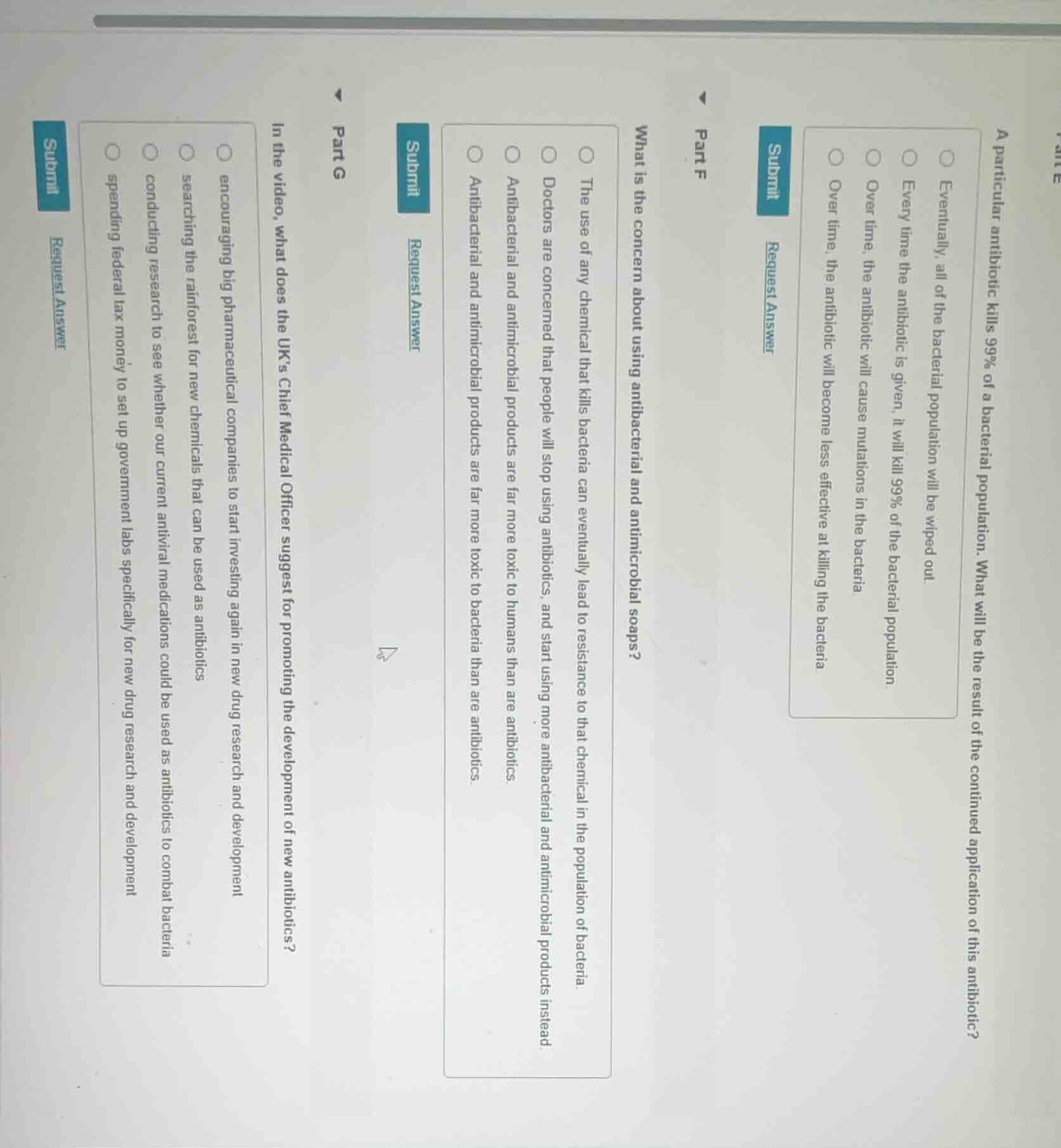 a particular antibiotic kills 99% of a bacterial population. what will …
