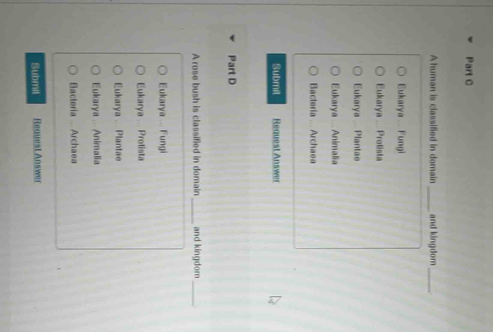 part c a human is classified in domain ____ and kingdom ____. options: …