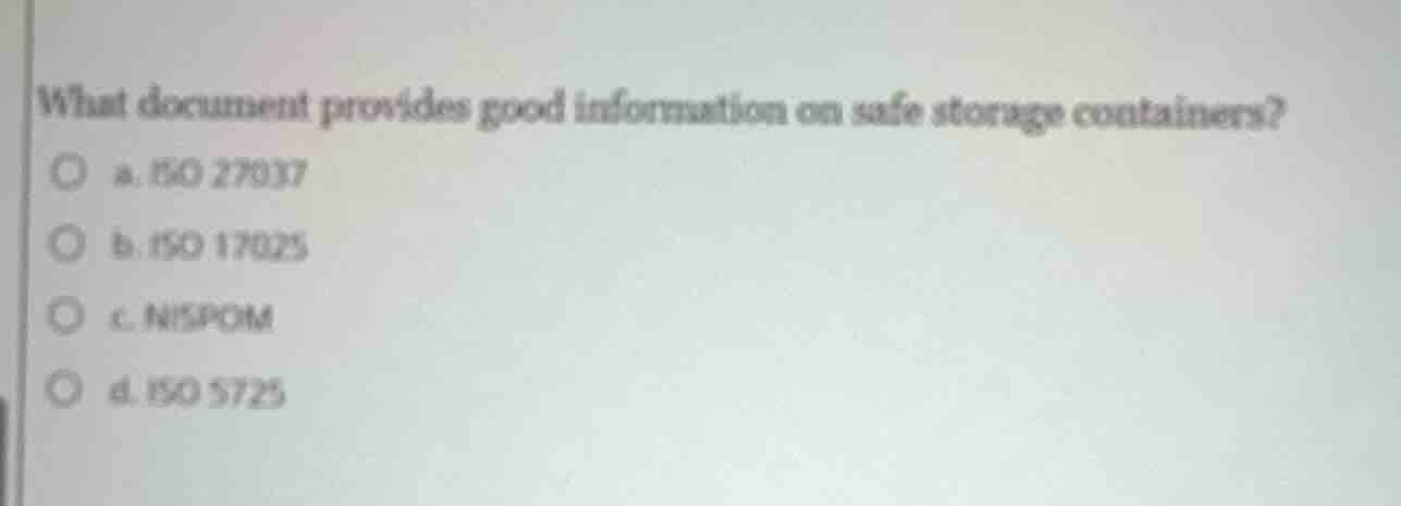 what document provides good information on safe storage containers? ○ a…