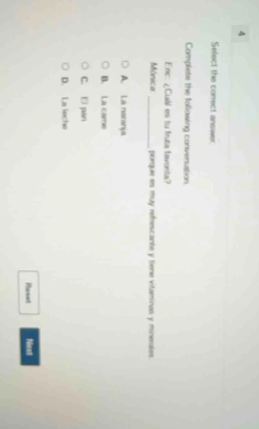 select the correct answer. complete the following conversation. (en - c…