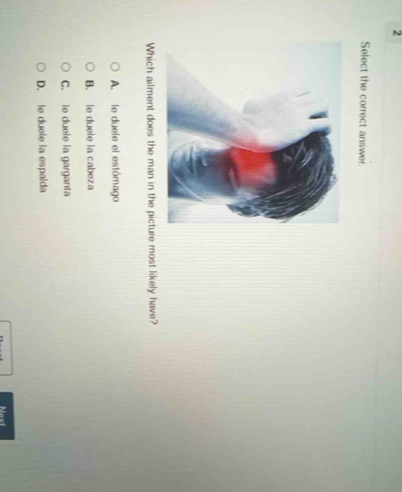 select the correct answer. which ailment does the man in the picture mo…