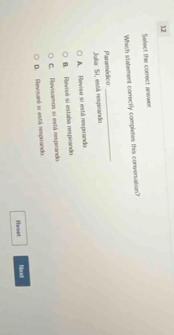 select the correct answer. which statement correctly completes this con…