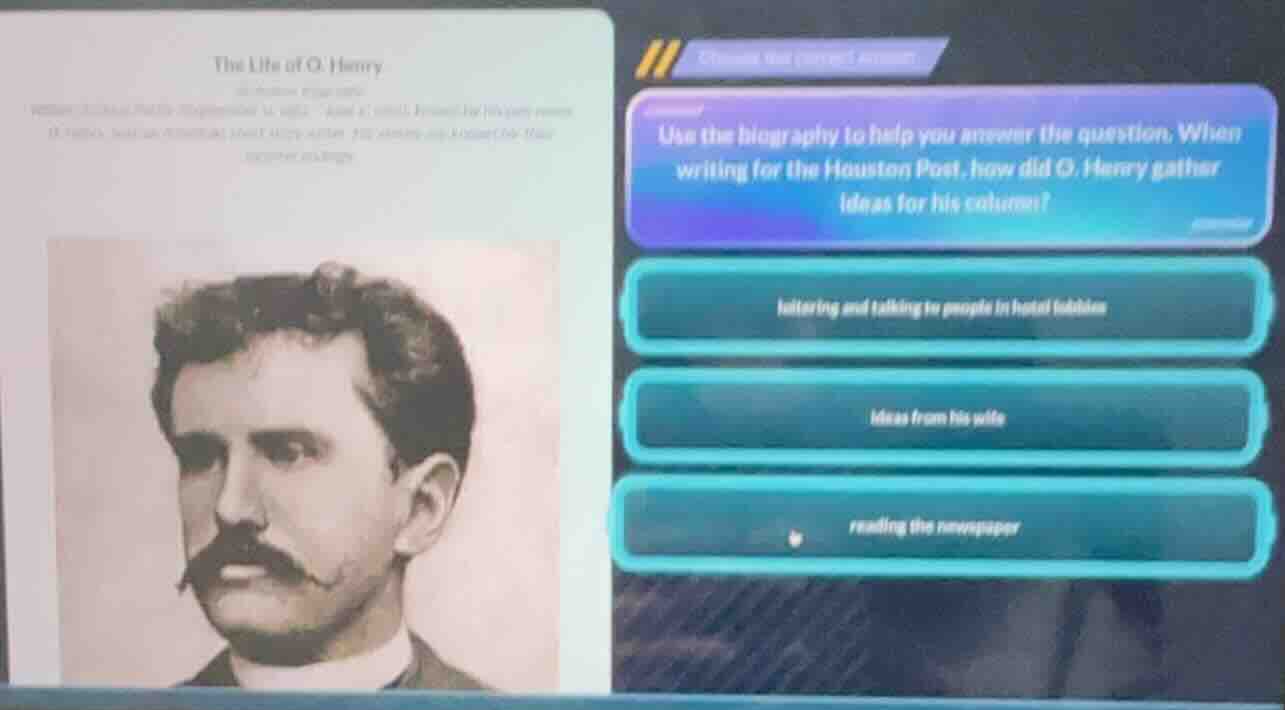 the life of o. henry use the biography to help you answer the question.…