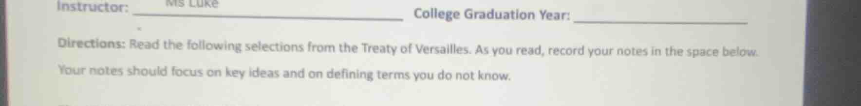 instructor: ms luke college graduation year: directions: read the follo…