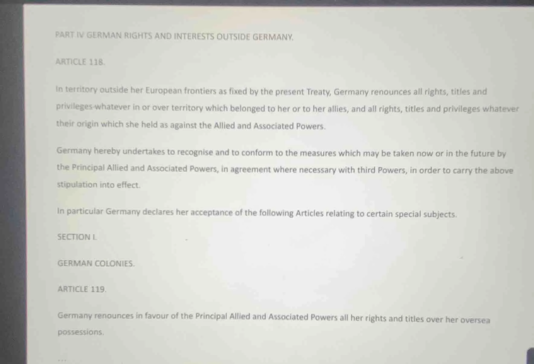 part iv german rights and interests outside germany. article 118. in te…