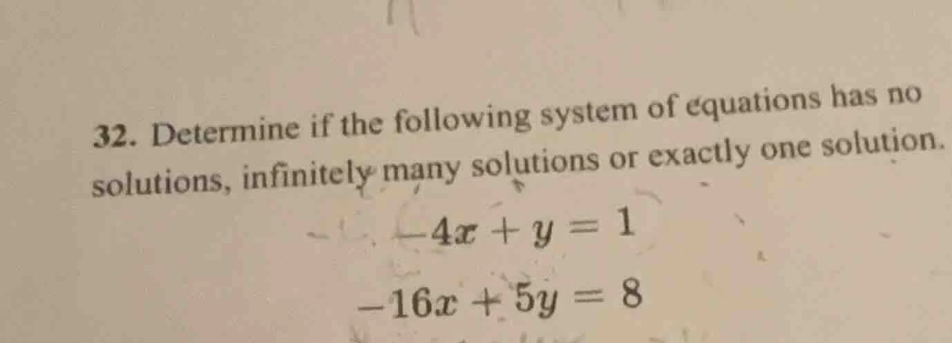 32. determine if the following system of equations has no solutions, in…