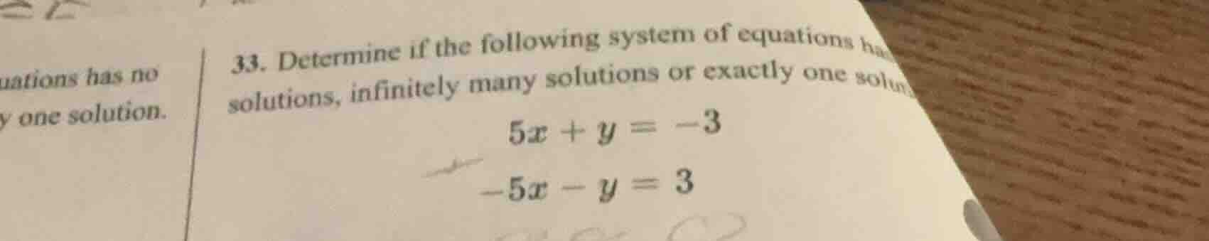 33. determine if the following system of equations has solutions, infin…