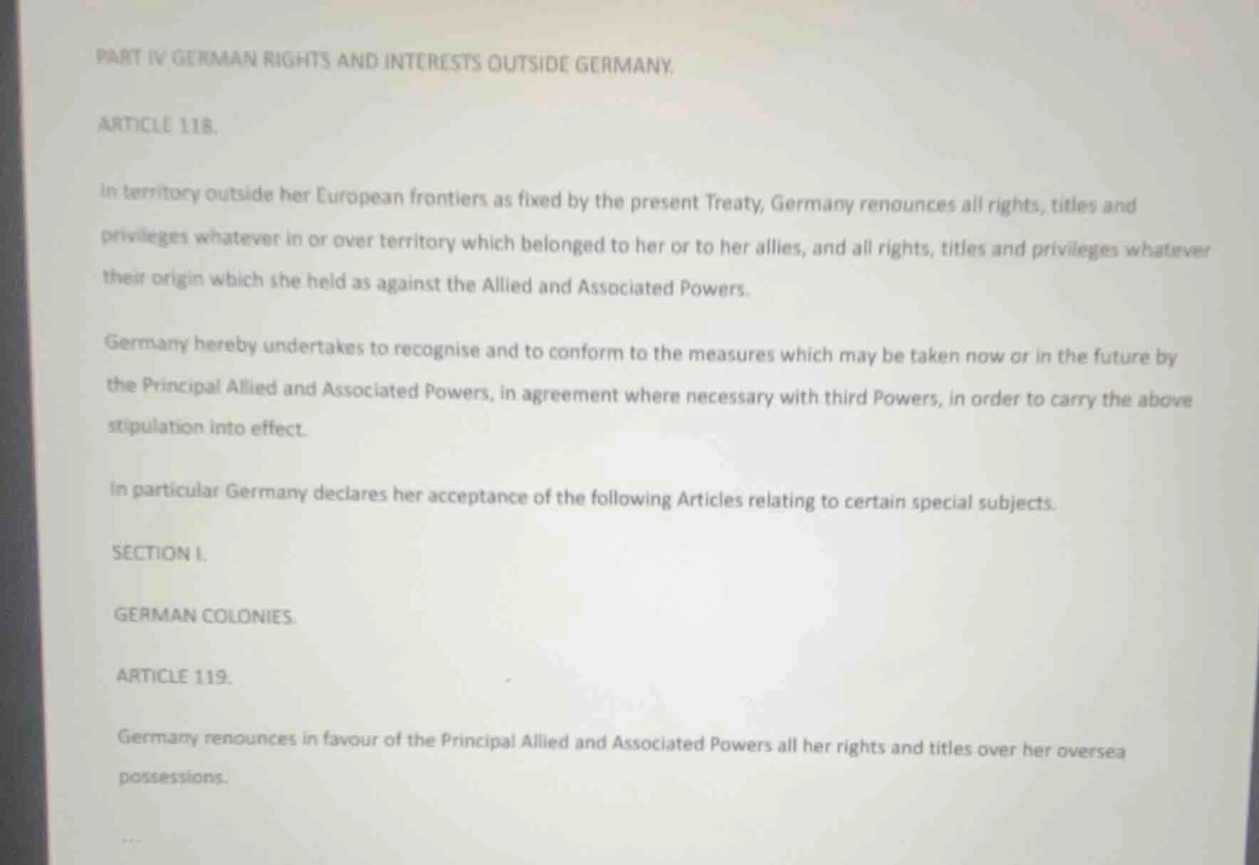 part iv german rights and interests outside germany. article 118. in te…
