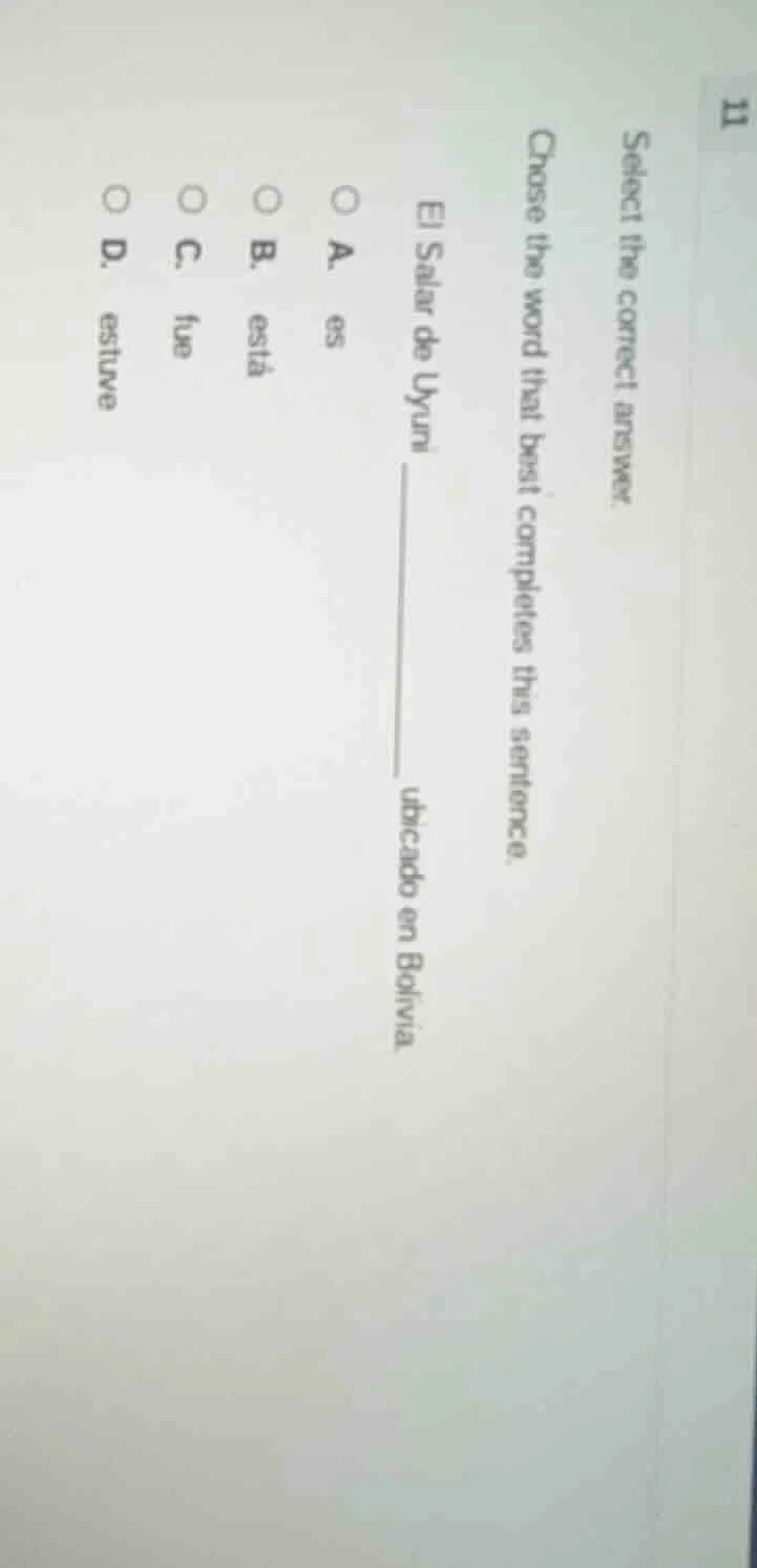 select the correct answer. choose the word that best completes this sen…