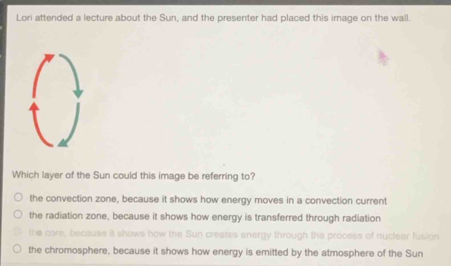 lori attended a lecture about the sun, and the presenter had placed thi…