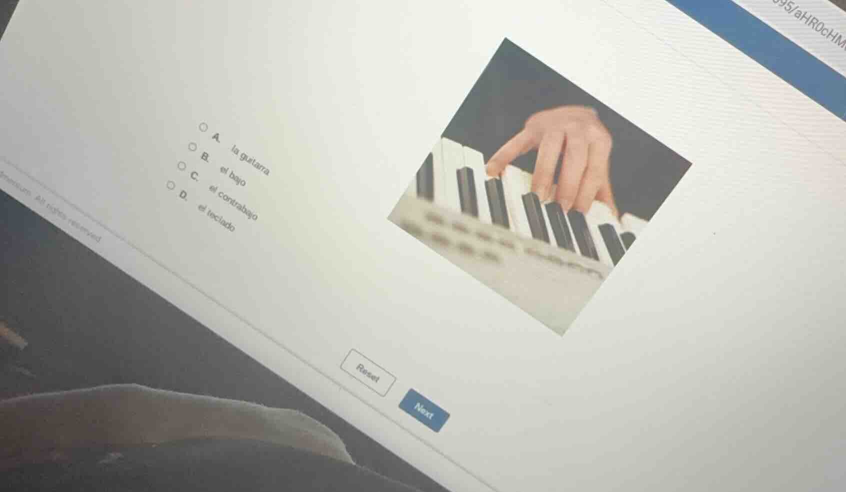 a. la guitarra b. el bajo c. el contrabajo d. el teclado