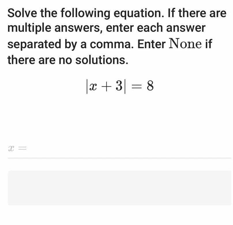 solve the following equation. if there are multiple answers, enter each…