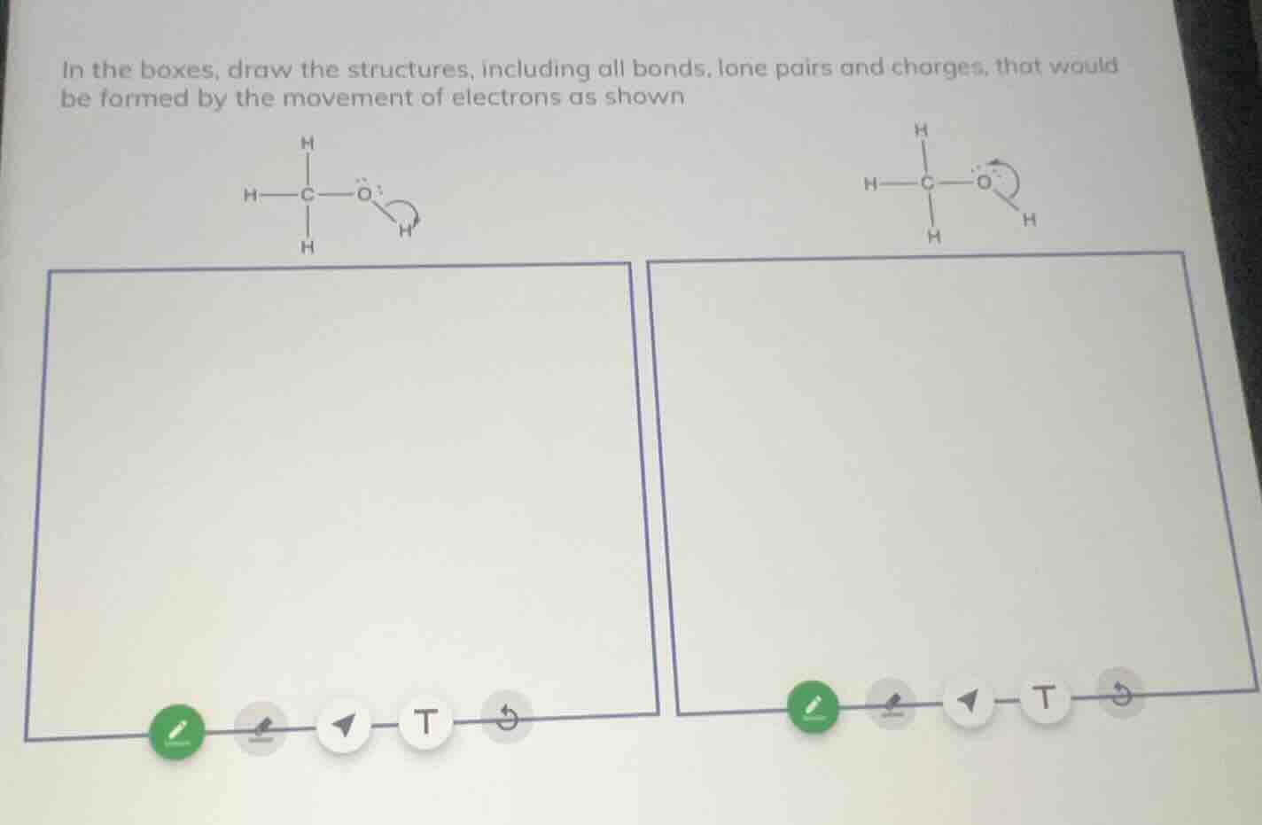 in the boxes, draw the structures, including all bonds, lone pairs and …