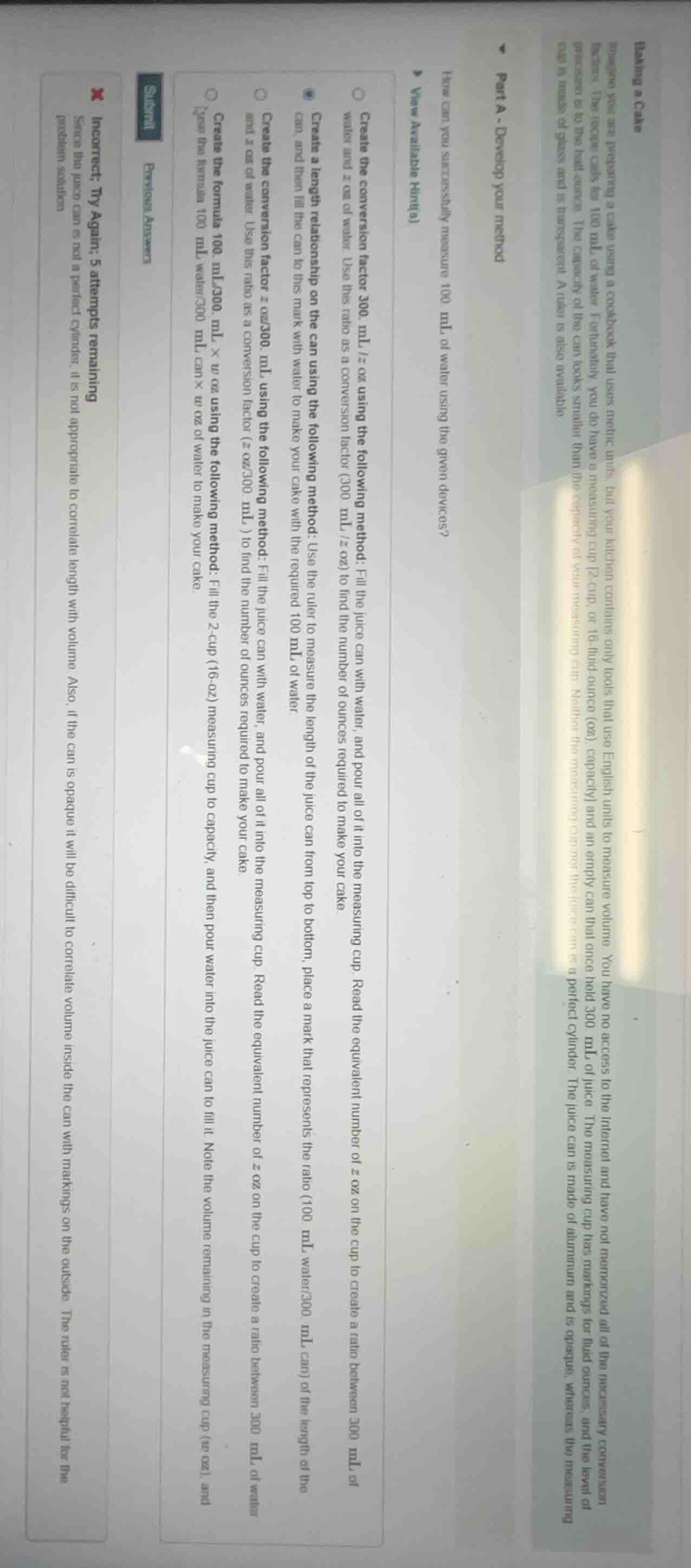 baking a cake now you are preparing a cake using a cookbook that uses m…