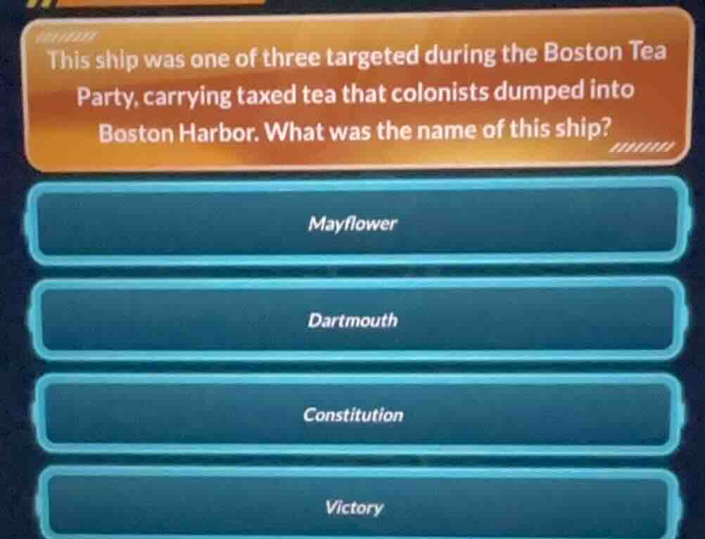 this ship was one of three targeted during the boston tea party, carryi…