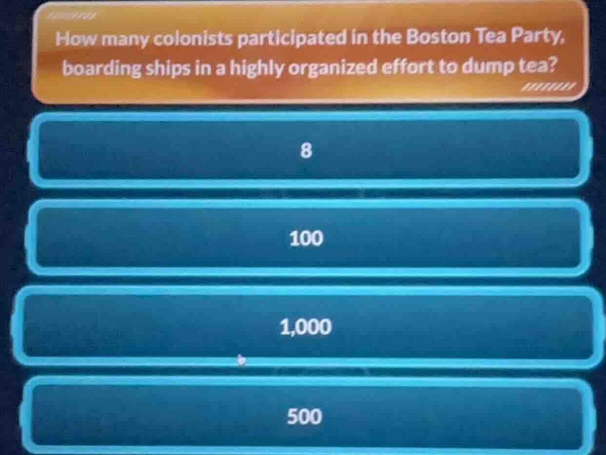 how many colonists participated in the boston tea party, boarding ships…