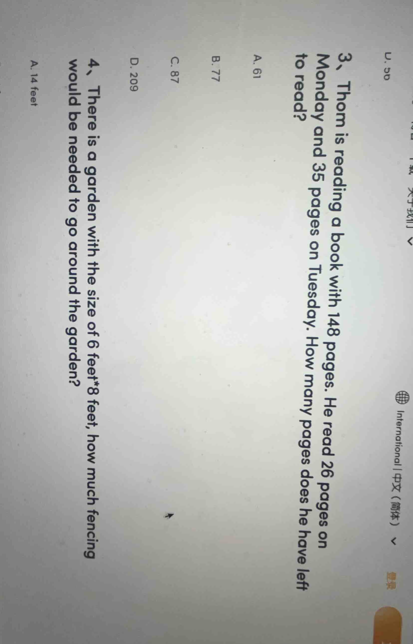 3、thom is reading a book with 148 pages. he read 26 pages on monday and…