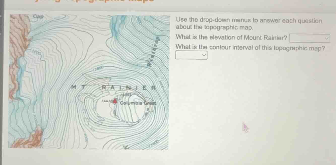 use the drop - down menus to answer each question about the topographic…