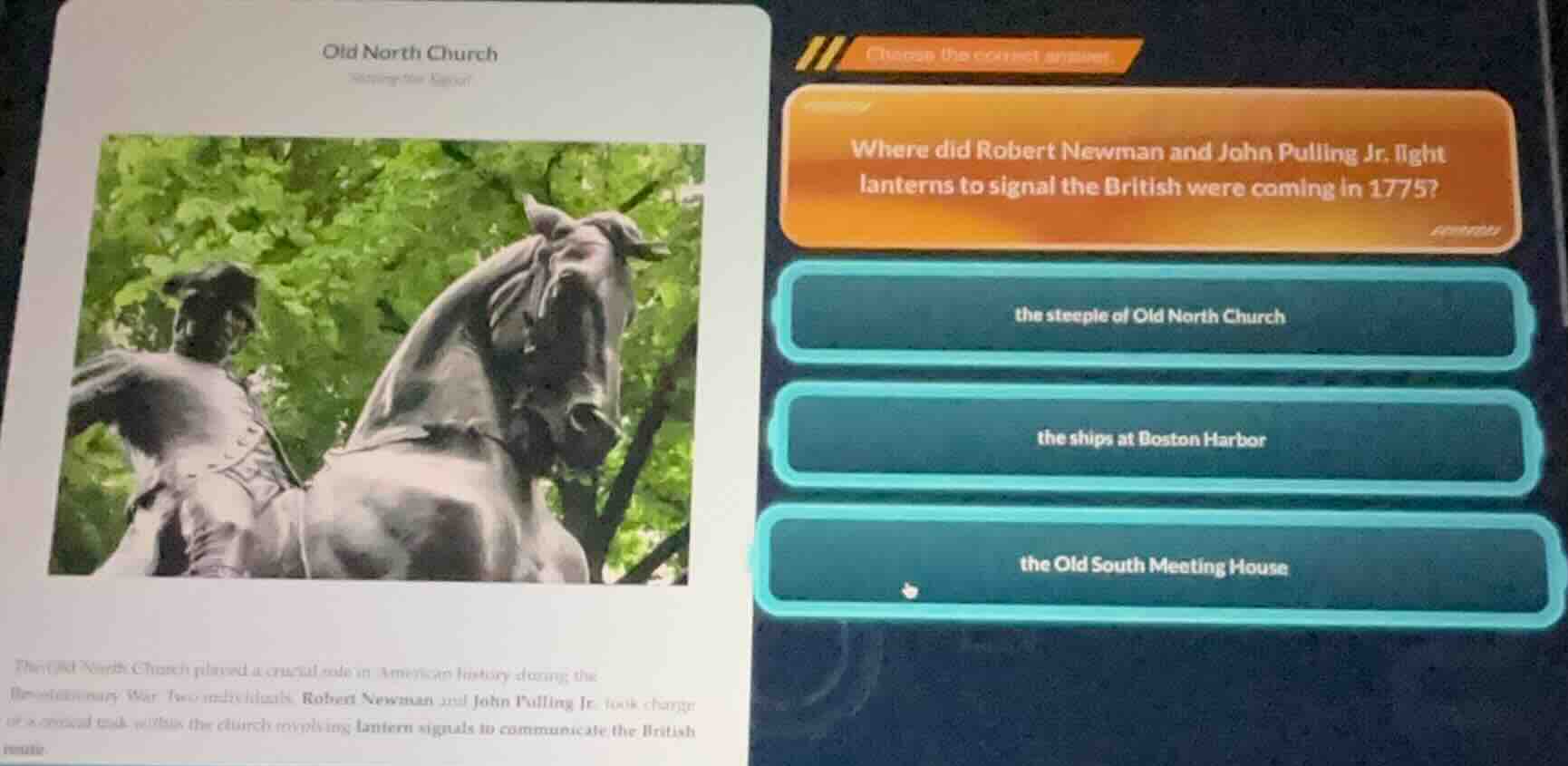 old north church where did robert newman and john pulling jr. light lan…