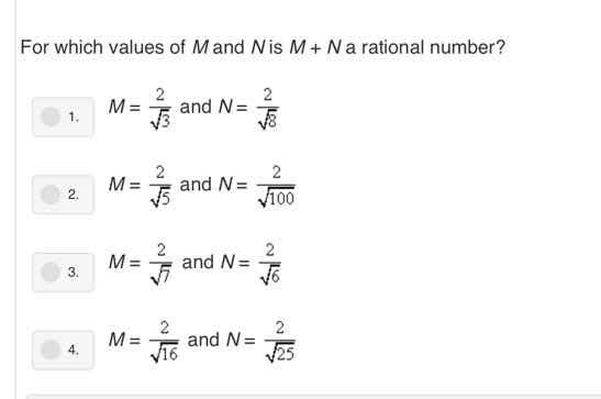 for which values of m and n is m + n a rational number? 1. $m = \\frac{…