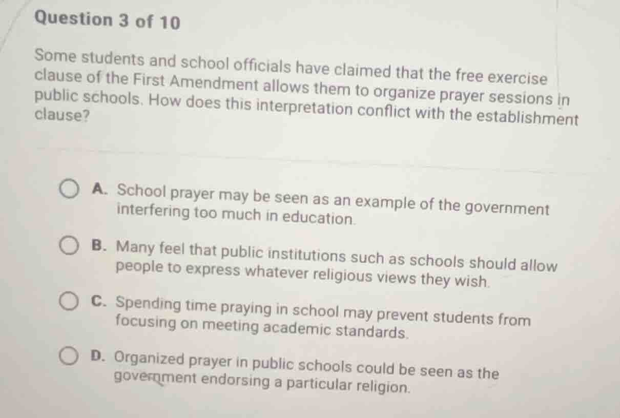 question 3 of 10 some students and school officials have claimed that t…