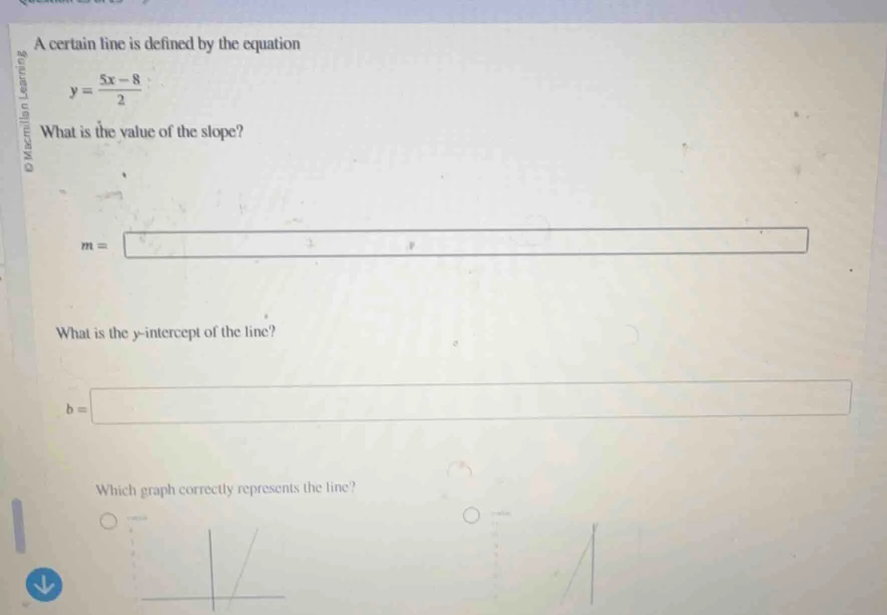 a certain line is defined by the equation $y = \\frac{5x - 8}{2}$ what …