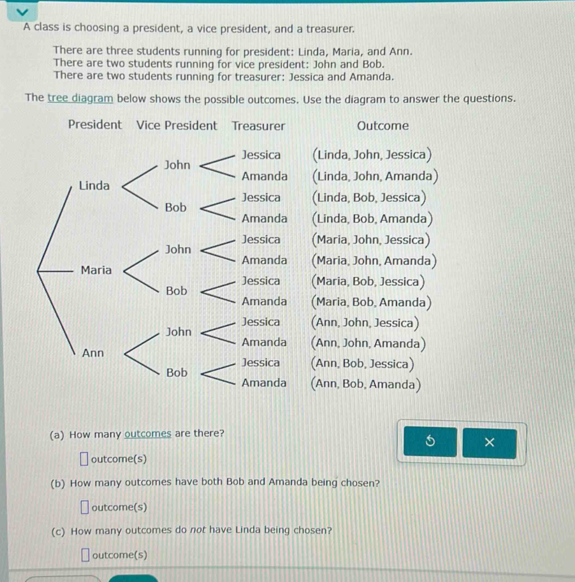 a class is choosing a president, a vice president, and a treasurer. the…