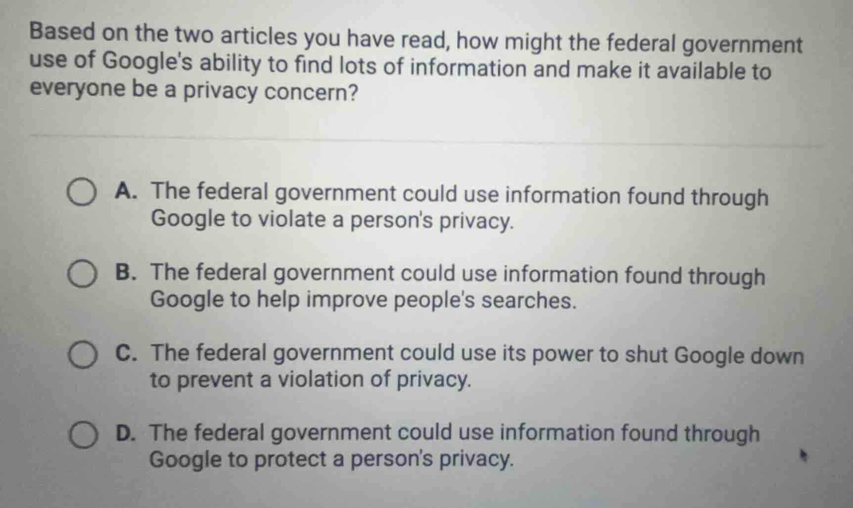 based on the two articles you have read, how might the federal governme…