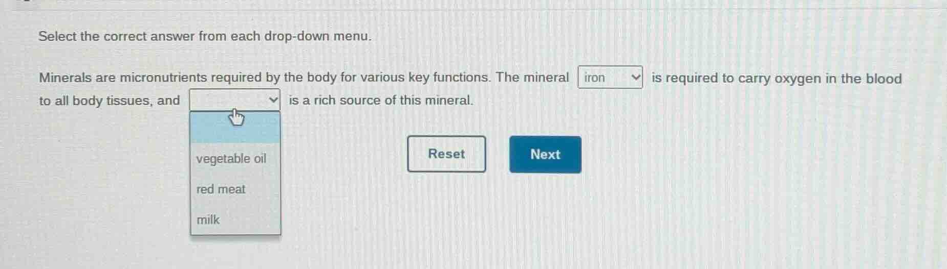 select the correct answer from each drop - down menu. minerals are micr…