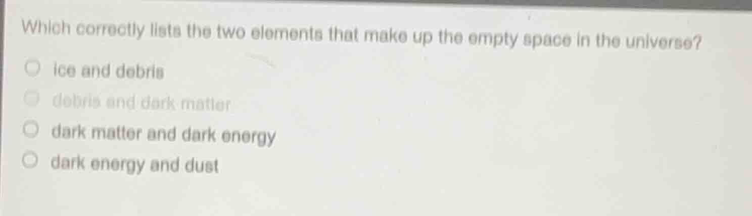 which correctly lists the two elements that make up the empty space in …