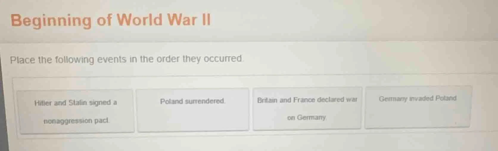 beginning of world war ii place the following events in the order they …