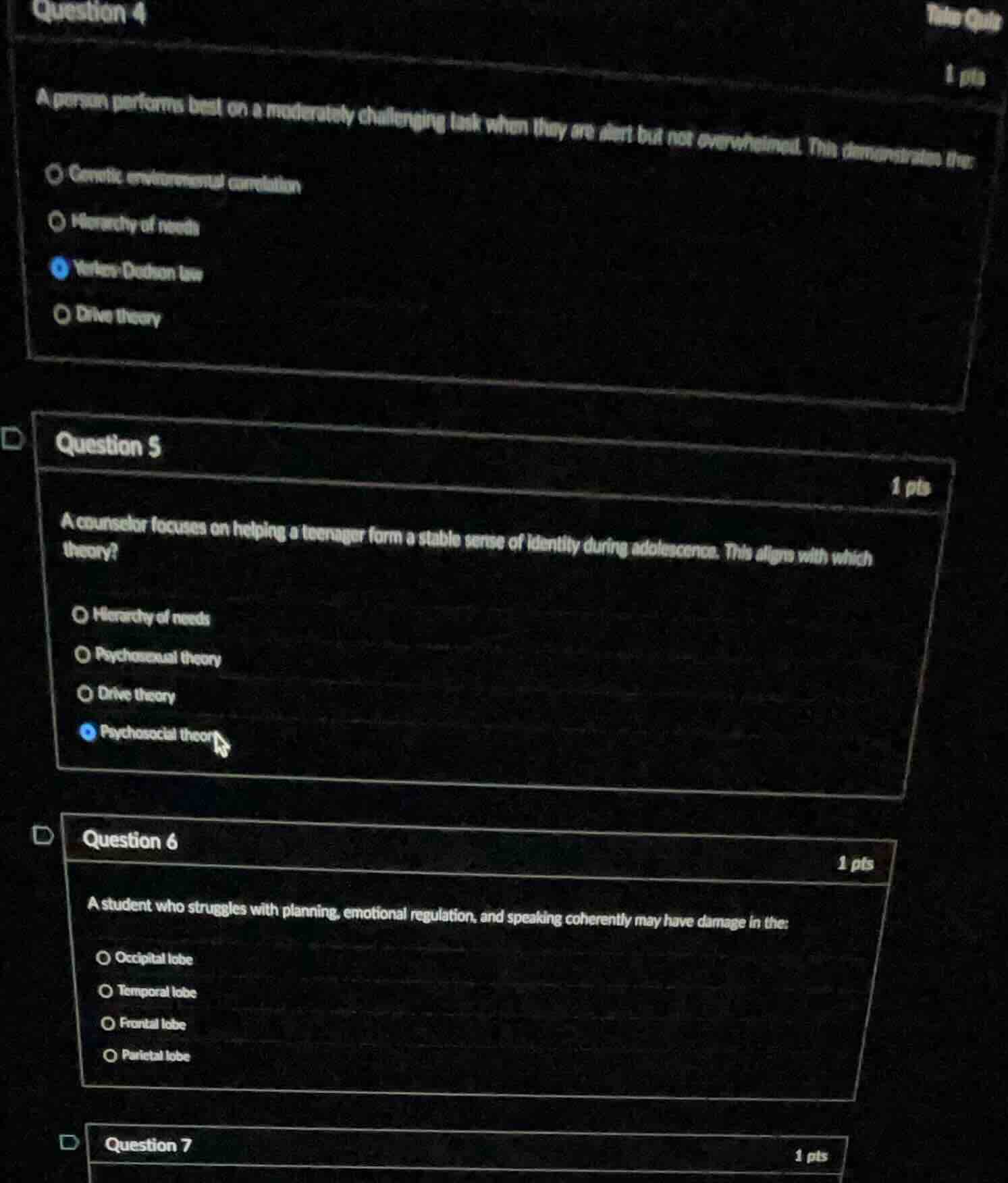 question 4 1 pts a person performs best on a moderately challenging tas…