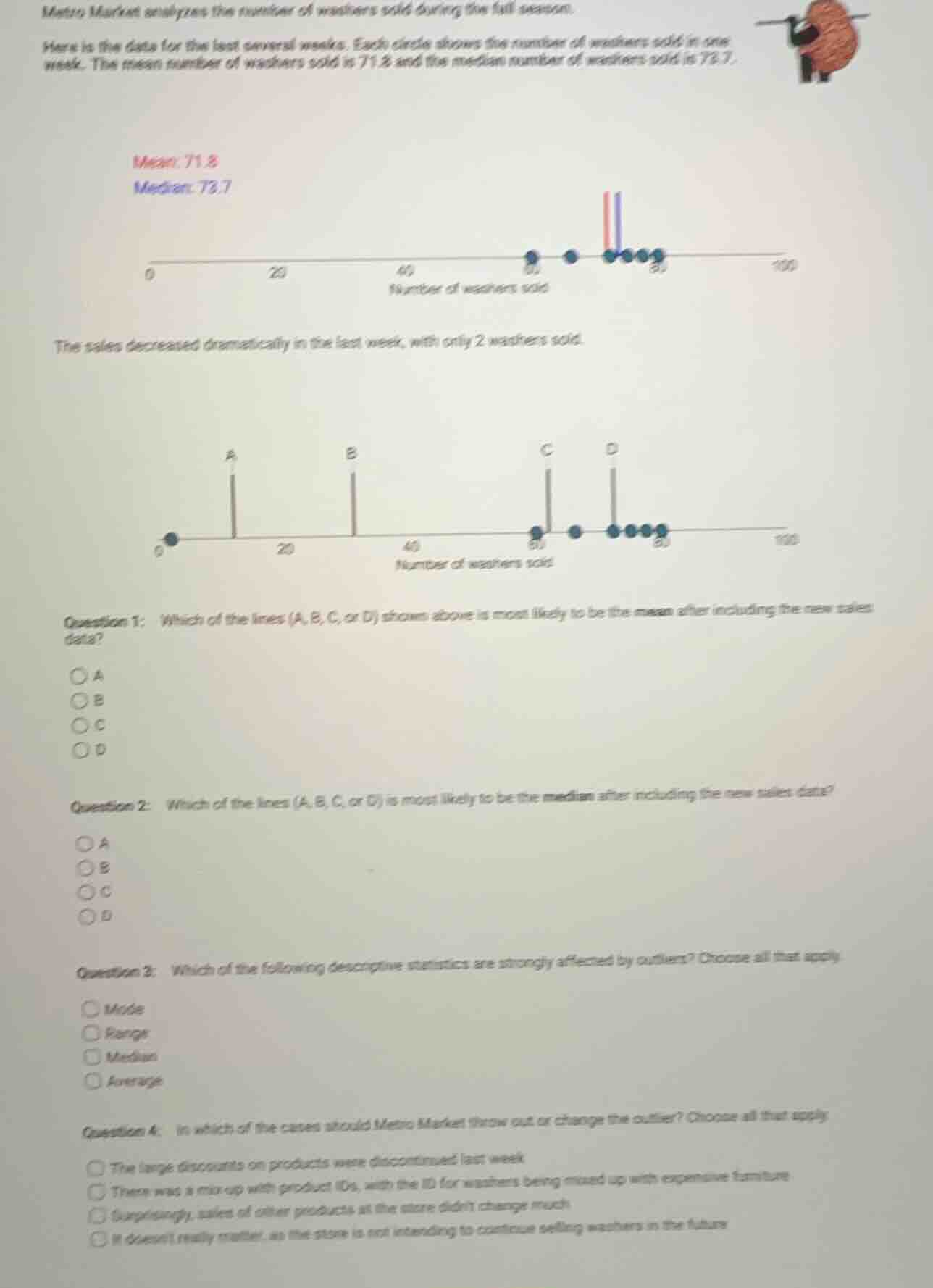 metro market analyzes the number of washers sold during the fall season…