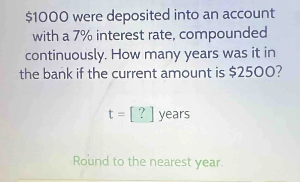 $1000 were deposited into an account with a 7% interest rate, compounde…