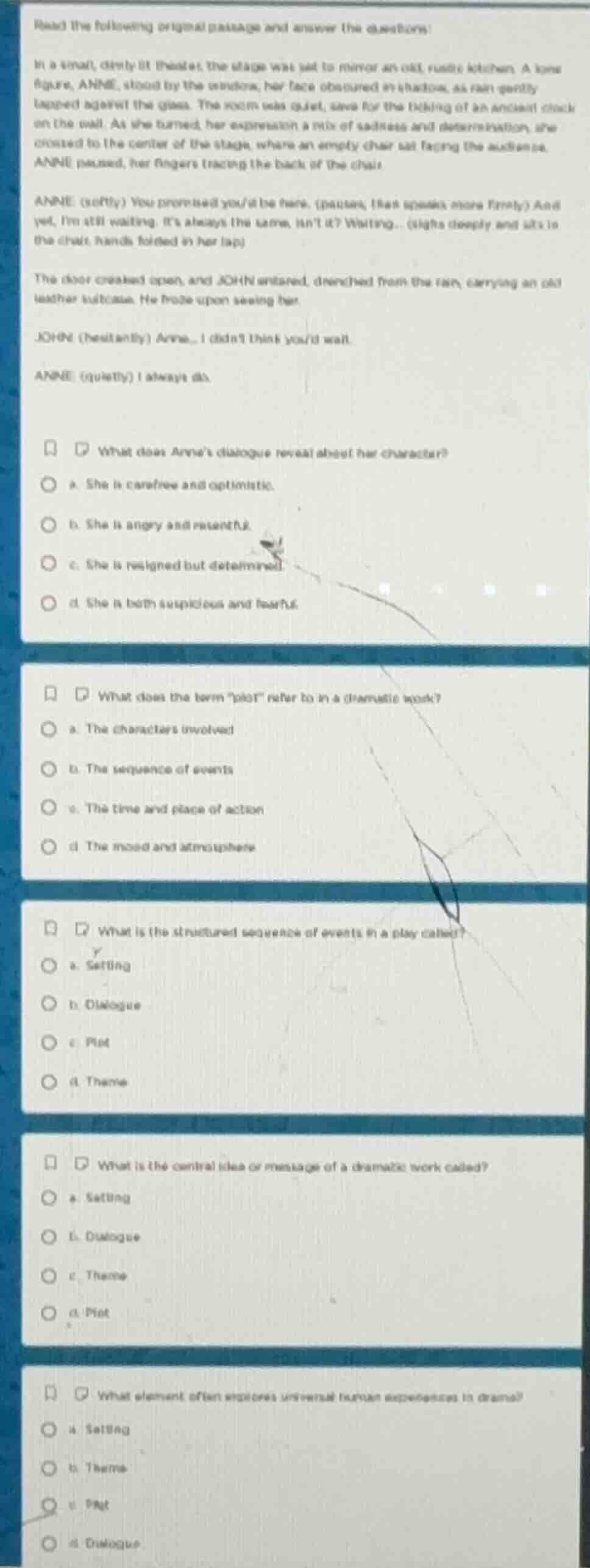 read the following original passage and answer the questions: in a smal…