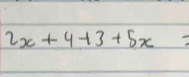 2x + 4 + 3 + 5x