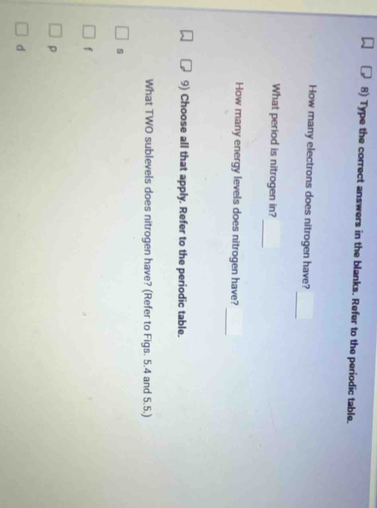 8) type the correct answers in the blanks. refer to the periodic table.…