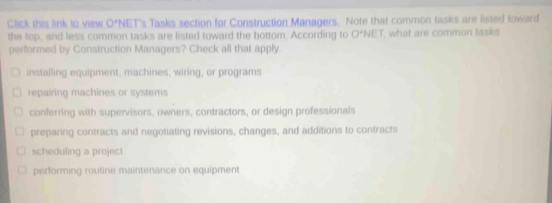 click this link to view o*net’s tasks section for construction managers…