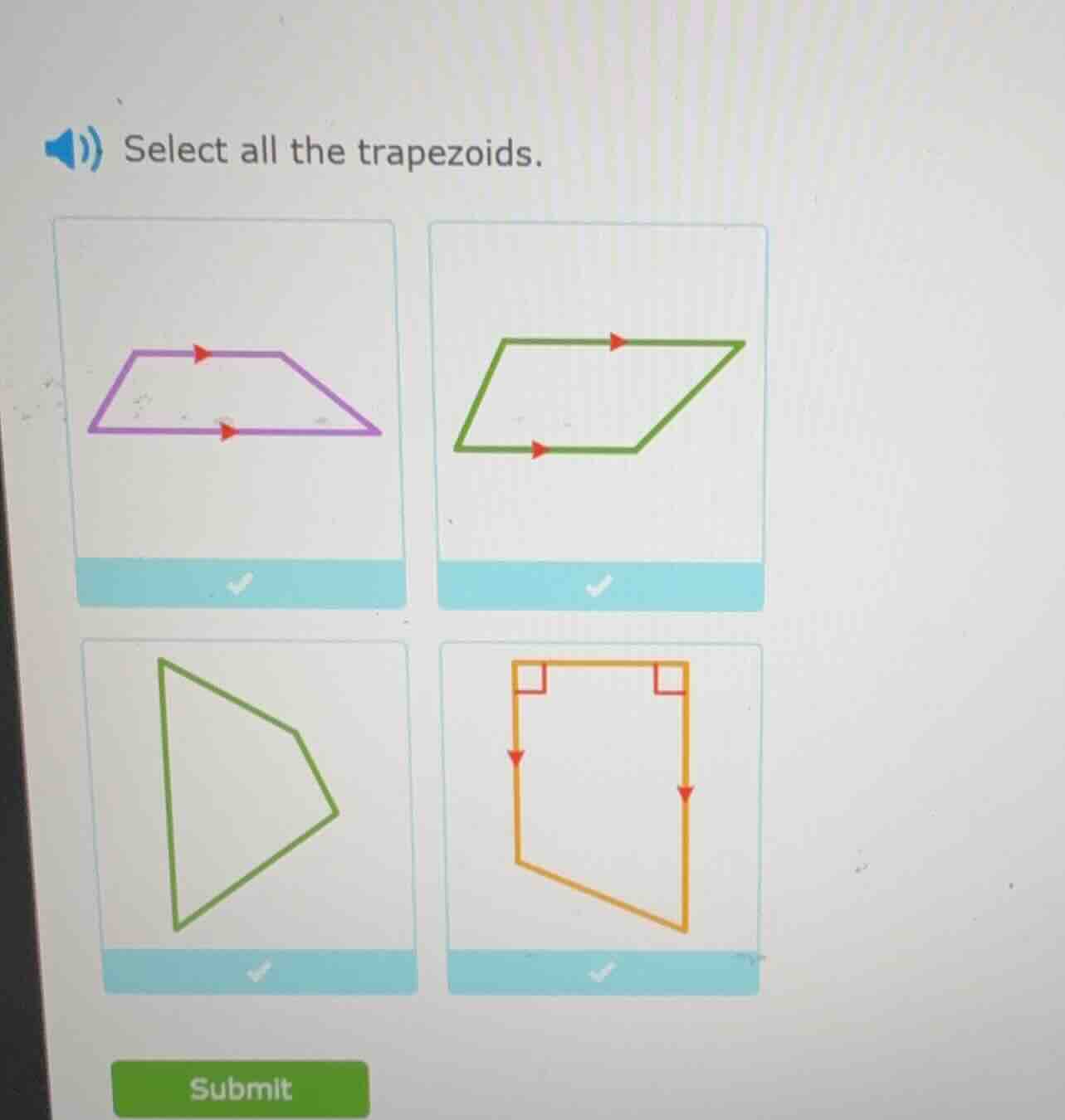 select all the trapezoids.